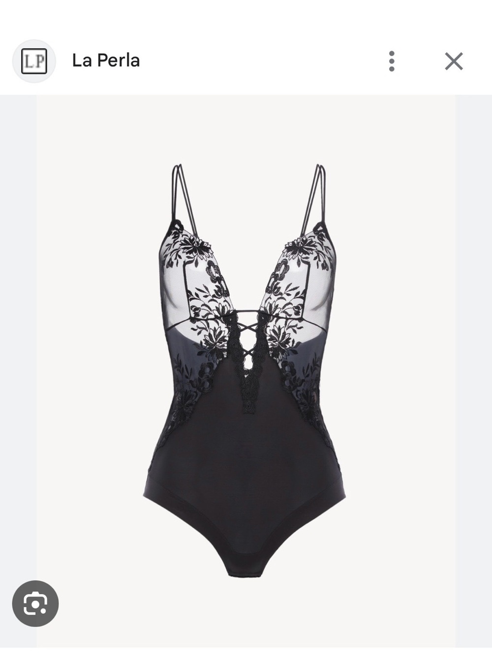 La Perla Vintage original Bologna Floral Lace Black Bodysuit with Strappy Front